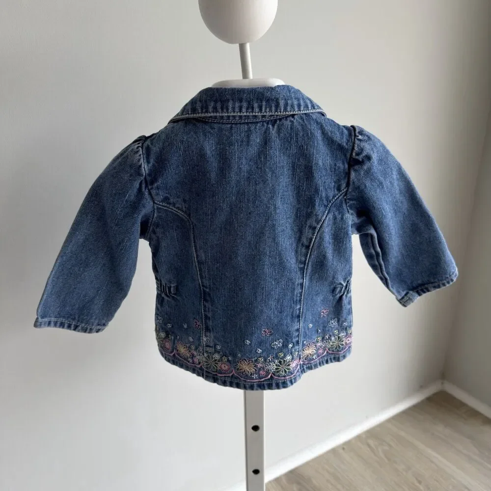 Faded Glory Baby Girls 12 Months Embroidered Blue Jean Jacket Denim Vintage Y2K